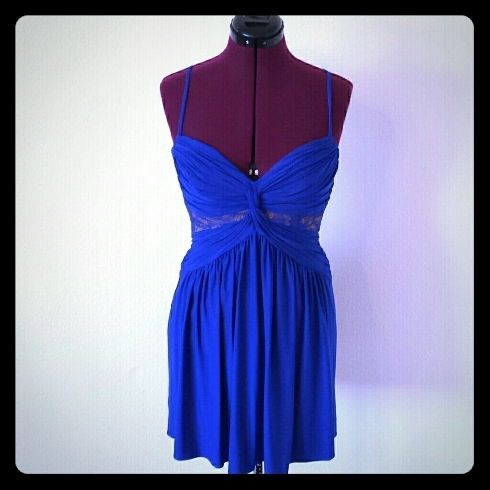 NWT BCBG Eve Ruched Blue Cocktail Dress Size 2